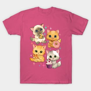 Cute Retro Kittens with Cupcakes, Cookies and More T-Shirt